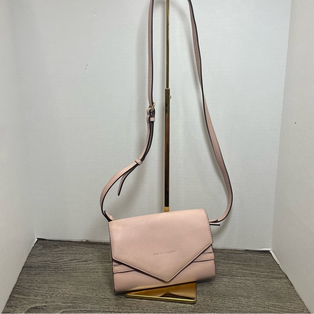 Vince Camuto Pink Crossbody Bag envelope style close. 8x6x1.5 adjustable strap